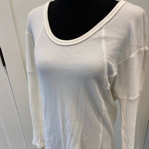 Splendid Ivory Waffle Long Sleeve Top